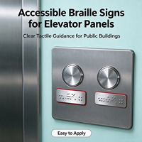 Autocollant Braille en Acier Inoxydable pour Ascenseur, Boutons Tactiles Accessibles, Étiquette Braille ADA Personnalisable pour Aveugles