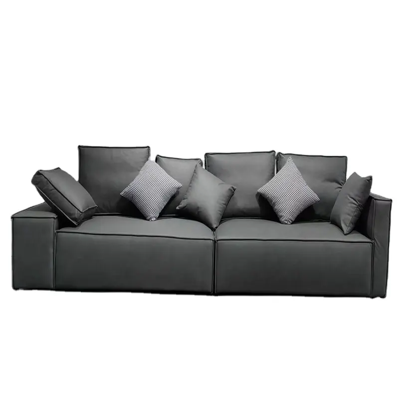 Hot Koop Hoge Kwaliteit Leathaire Sofa Zwart Moderne Minimalistische Multi Seat Sofa Voor Woonkamer