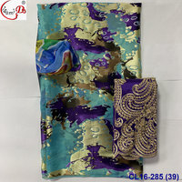 Ensemble 3 pièces en tissu satiné ripstop biologique de haute qualité, jacquard léger avec châle turban doux pour robe somalienne et toubs