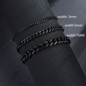 ステンレス製 喜平チェーンブレスレット 3-7mm ブラック メンズ レディース ユニセックス アクセサリー - Product Image 3