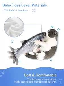 Petdom Toy Kicker Fish Realistic Plush Interactive Funny Electric Moving Fish Cat Toy Floppy Fish Interactive Cat Toys