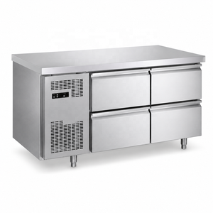 Frigorifero Congelatore Verticale Professionale in Acciaio Inossidabile con <span class=keywords><strong>4</strong></span> <span class=keywords><strong>Cassetti</strong></span> e Piano di Lavoro Sottobanco per Cucina Esterna - Product Image 2