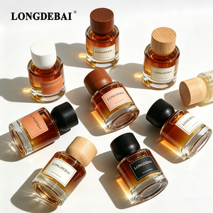 Wholesale Packaging Round Perfume Glass Bottle <b>Empty</b> Clear Crimp Cylinder 30ml 50ml 100ml Perfume Bottle with Gold Cap - Product Image 2