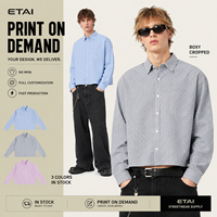 Kemeja Kerja Lengan Panjang Polos Custom ETAI untuk Pria, Kerah Polo, Kancing Depan, Model Kotak, Crop, dengan Logo Merek dan Cetak Kustom