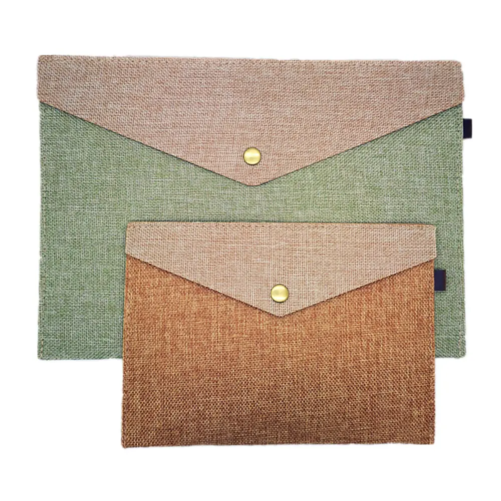 Pure Square Style jute Document Notebook Storage Bag Portfolio Smart Hanging File Folder