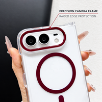 Étui magnétique transparent en TPU acrylique 2,0 mm pour iPhone Duo, cadre d'appareil photo anti-jaunissement UV, boutons magnétiques, léger (2300)