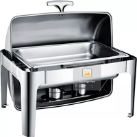 Plats de service en acier inoxydable doré de marque Ge Hong, chauffe-plats avec grande fenêtre de visualisation, capacité 6L/9L, pour la restauration et les buffets (vente en gros)