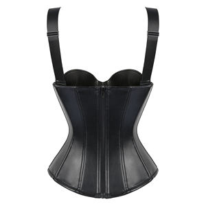 Corset à bretelles en PU avec fermeture éclair, haut de corset pour femmes, veste sexy tendance, soutien-gorge plat pour le ventre, shapewear, haut de corset - Product Image 6
