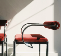 Chaise de salle à manger vintage Bauhaus, structure en acier inoxydable poli, dossier enroulé en velours, fauteuil écologique et durable pour la maison et les restaurants