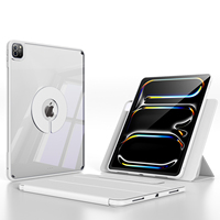 Étui de protection transparent rotatif détachable avec porte-crayon et cuir PU à trois volets pour iPad Pro 13 pouces M4 2024