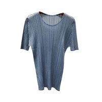 Miyake haut plissé femmes été décontracté T-Shirts froncé Blouses robes grande taille modeste église fête vêtements imprimé motif