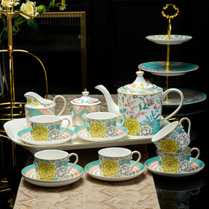Service à thé en céramique de luxe britannique, service en porcelaine osseuse, luxe européen, pour l'après-midi - Product Image 1