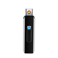 Briquet électronique portable rechargeable coupe-vent à bouton-poussoir, design minimaliste moderne, en métal tendance et fin