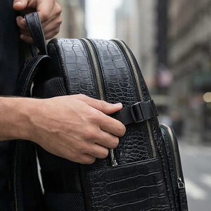 Zaino per Fotocamera DSLR SLR Minimalista Unisex in Pelle Vegana Nera Effetto Coccodrillo, Organizzatore per Fotografia, Vendita all'Ingrosso - Product Image 5