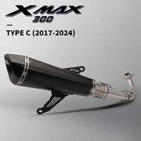 Nuevo Sistema de Escape Completo para Yamaha XMAX300 2014-2024, Tubo de Escape de Acero Inoxidable con Punta de Fibra de Carbono