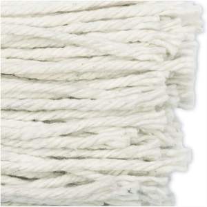 Boardwalk BWK2016CEA # Lot de 16 têtes de balai serpillère en microfibre blanche à extrémités coupées avec panier en plastique rectangulaire - Product Image 5