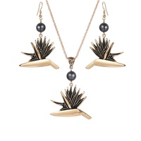 Boucles d'oreilles hawaïennes, ensemble de bijoux élégants pour femmes, collier, plaqué or, vente en gros,