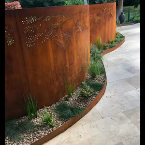 Clôture de jardin en acier corten découpé CNC - Panneaux de séparation extérieurs réglables avec supports - Product Image 6