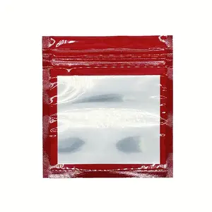 हॉट सेल कस्टम ब्रांडेड 3 साइड सील पारदर्शी विंडो ग्लॉसी फिनिश कैंडी गमी सैशे फ्लैट पैकेजिंग बैग