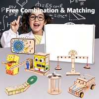 Kit d'expériences scientifiques STEM, ensemble de robotique DIY, jouet éducatif en bois à assembler, projet scolaire pour enfants, boîte cadeau, vente en gros, sans batterie