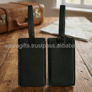 Étiquette de bagage de luxe en cuir véritable, étiquette nominative pour passeport, valises, bagages - Logo personnalisable, marque ADORA, 29 ans d'expérience - Product Image 2
