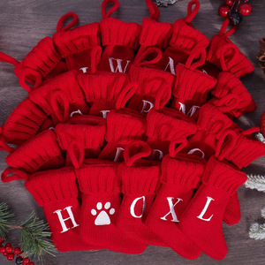 Mini 4.5in Cây giáng sinh trang trí đan Dog Paw Bảng chữ cái treo vớ kỳ nghỉ Nguồn cung cấp - Product Image 6