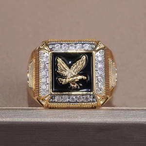 بسعر الجملة من المصنع خواتم رجالي ذهبية على شكل النسر مرصعة بالألماس خواتم رجالي ذهبية - Product Image 5