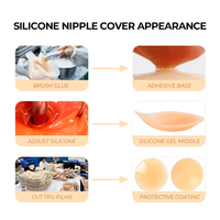 Cubrepezones Adhesivos de Silicona para Mujer, Forma de Corazón y Redonda, Impermeables, Transpirables, Reutilizables