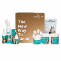 Kit de nettoyage pour animaux de compagnie sans rinçage, ensemble de toilettage pour chiens et chats, 7 pièces, lingettes pour dents, yeux, oreilles, doigts, mousse pour pattes, spray désodorisant, boîte cadeau, hypoallergénique