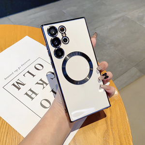 Housse magnétique de luxe transparente en silicone TPU plaqué or pour Samsung <span class=keywords><strong>S21</strong></span> S22 S23 S24 Ultra Plus - Product Image 3