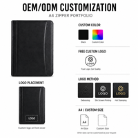 Portafolio de Cuero PU A4 con Cierre y Logotipo Personalizado, Bolsa para Documentos con Ranuras para Tarjetas y Ventana para Identificación, Organizador de Oficina, Venta al Por Mayor