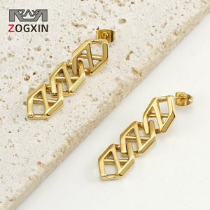ZOGXIN Geometric <b>Stud</b> Earrings Gold Color <b>Titanium</b> Steel Party Fashion Jewelry - Product Image 1