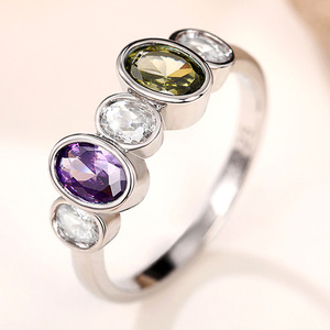 Anello da donna con zirconi colorati, moda coreana, elegante, gioiello di tendenza, accessorio regalo per feste. - Product Image 2