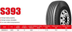 Pneu de camion 385/65R22.5 pour position directionnelle, stabilité en ligne droite et maniabilité, faible bruit, pour routes urbaines - Product Image 6