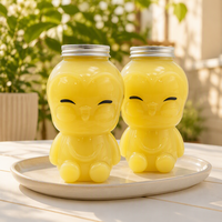 Bouteille en plastique PET de qualité alimentaire en forme de poussin, pot à boisson mignon style animal pour jus et bubble tea