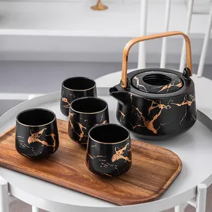 Best Verkopende Marmeren Ontwerp Porselein 6 Stuks Koffie Cup Keramische Thee Pot Set