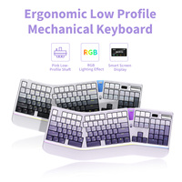 Accessoires informatiques Clavier mécanique sans fil ergonomique de jeu RVB pleine grandeur avec affichage LED, connexion personnalisée à trois modes