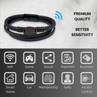 Bracelet NFC chaîne en cuir de coquille de noix de coco boucle magnétique sans personnalisation d'application cadeau NFC LF/HF 213 contrôle d'accès RFID