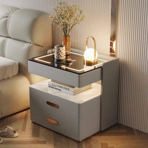 Mesita de Noche Inteligente para el Hogar, Moderna y Minimalista, con Carga Inalámbrica, Cajón de Almacenamiento, Mueble Funcional para Dormitorio - Product Image 2