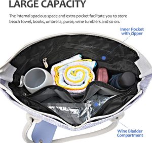 Bolso de Playa para Llevar Vino con Compartimento Oculto, Bolso de Poliéster para Amantes del Vino - Product Image 6