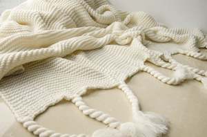 Min 1 peças zero Defeito 100% acrílico Escada De Malha Sofás Brancos Xadrez Lance Cobertor - Product Image 6