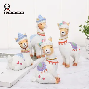 ROOGO หุ่นตัวละคร Alpaca,ของเล่นเรซิ่นสำหรับตกแต่งบ้าน