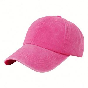 Wholesale Eco-Friendly Silk Screen Printed 6 Panel Customize <b>pink</b> Sporty Common Washed Polyester Baseball Cap for Unisex - Product Image 3