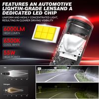 LANSEKO 60W 12000LM Super Bright T05 H4 Projecteur Lentille LED Phare Ampoule pour Voiture Moto Avec Installation Facile
