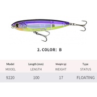 Leurre crayon imprimé ABS 100 mm 17G flottant avec billes d'acier internes et yeux 3D pour pêche en rivière à longue portée