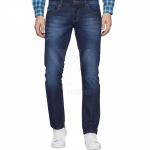 กางเกงยีนส์ผู้ชายสไตล์ลำลอง หลายกระเป๋า ผ้าฝ้าย ซับในขนแกะ กันยับ ราคาดีที่สุด สีพื้น เอวกลาง ทรงตรง - Product Image 1