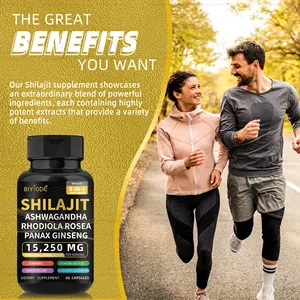 Nouveaux comprimés de shilajit + ashwagandha + ginseng 8 en 1 riche en nutrition suppléments de soins de santé capsules de shilajit himalayen