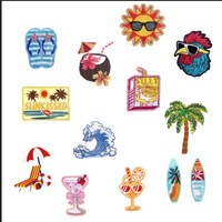 En gros, Patchs brodés de paillettes à motifs de fruits tropicaux pour les vacances d'été, Badges thermocollants pour vêtements, sacs, chapeaux et décoration DIY