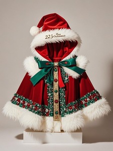 Vestido de terciopelo rojo y verde para mujer con lazos Ropa de árbol de Navidad sexy para fiestas y Cosplay Nueva moda - Product Image 3