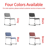 Chaise de formation empilable sans accoudoirs, base chromée, surface en PU, pour visiteurs, étudiants, salles de classe, bureaux, pliable, pour salle d'attente